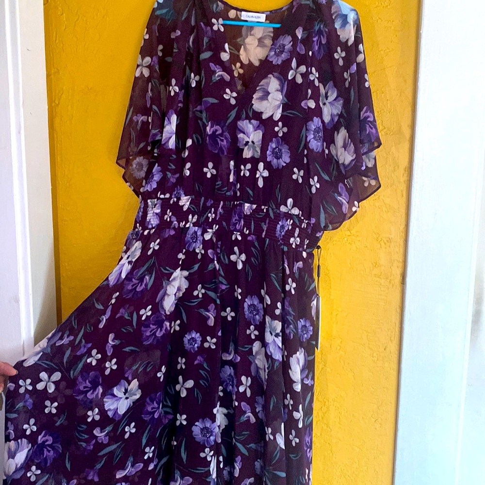 Calvin Klein purple flower slip dress 18w